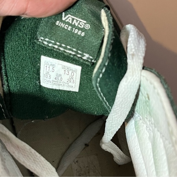 Vans Sk8-Hi Bolt Liquify Avocado Green White Canvas Suede Size 11.5 Shoes - Picture 9 of 9